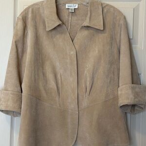 COLDWATER CREEK LEATHER Tan Jacket - Size PL